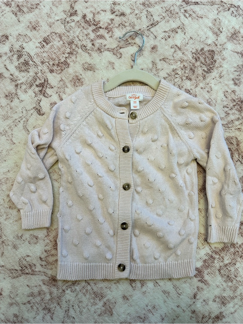 18 Months Cat & Jack Toddler Blush Pink Dot Knit Cardigan